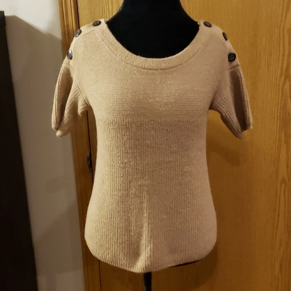 J crew tan alpaca blend short sleeve sweater